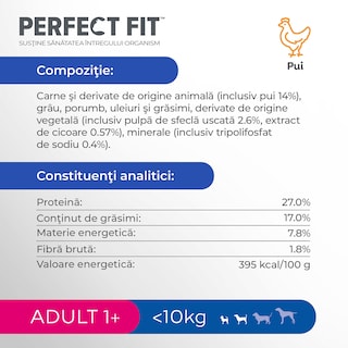 Perfect Fit | Hrana completa, uscata, bogata in pui, pentru caini adulti 825g