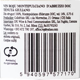 Montepulciano | Collefrisio | Vin rosu Tenuta Giuliano Montepulciano d'Abruzzo 0.75L
