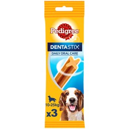 Pedigree | DentaStix | Hrana complementara pentru caini, 10-25 kg, 3 batoane, 77g