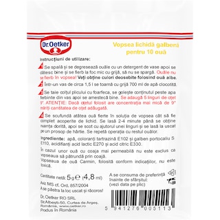 Dr. Oetker | Carmin | Vopsea lichida galbena, 10 oua 5ml