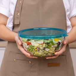 Neoflam | Bol pentru salata din sticla borosilicata, cu capac din plastic, 2.7L