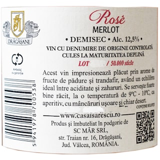 Casa Isarescu | Vin roze demisec Merlot 0.75L