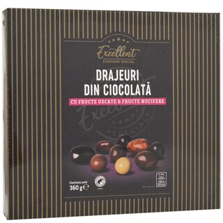 Excellent | Drajeuri din ciocolata cu fructe uscate si fructe nucifere 360g