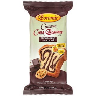 Boromir | Cozonac Casa Boromir crema cu nuci si ciocolata 550g