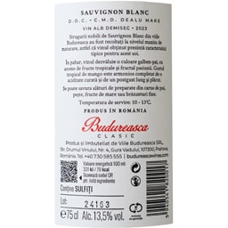 Budureasca | Vin alb demisec Sauvignon Blanc 0.75L