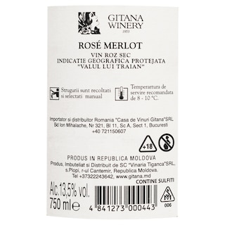 Gitana Winery | Vin roze sec Merlot 0.75L
