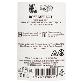 Gitana Winery | Vin roze sec Merlot 0.75L