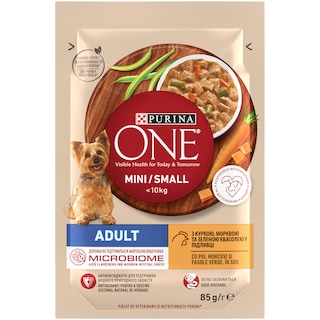Purina One | Mini | Hrana umeda pentru caine adult cu pui si morcov, in sos 85g