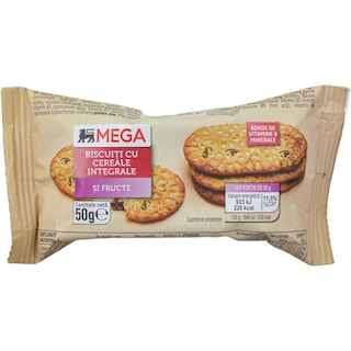 MEGA | Biscuiti cu cereale integrale si fructe 50g