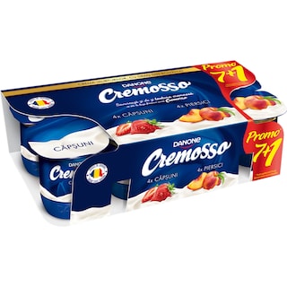 Cremosso | Iaurt cu capsuni si piersici 7+1x125g