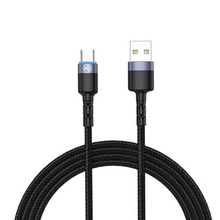 Tellur | Cablu USB To Type-C cu LED, nailon, 1.2m, negru