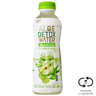 Pure Plus | Bautura racoritoare cu aloe vera, mar si castravete 0.5L