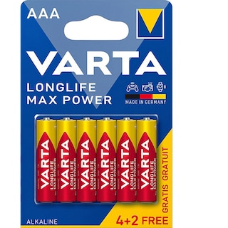 Varta | Baterii alcaline Longlife Max Power, AAA 4+2 buc
