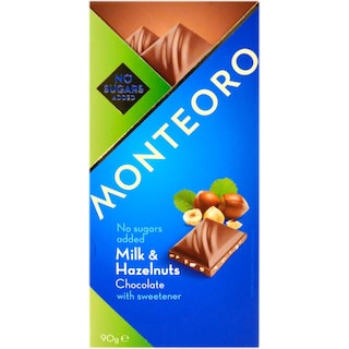 Monteoro | Ciocolata cu lapte si alune cu indulcitor 90g