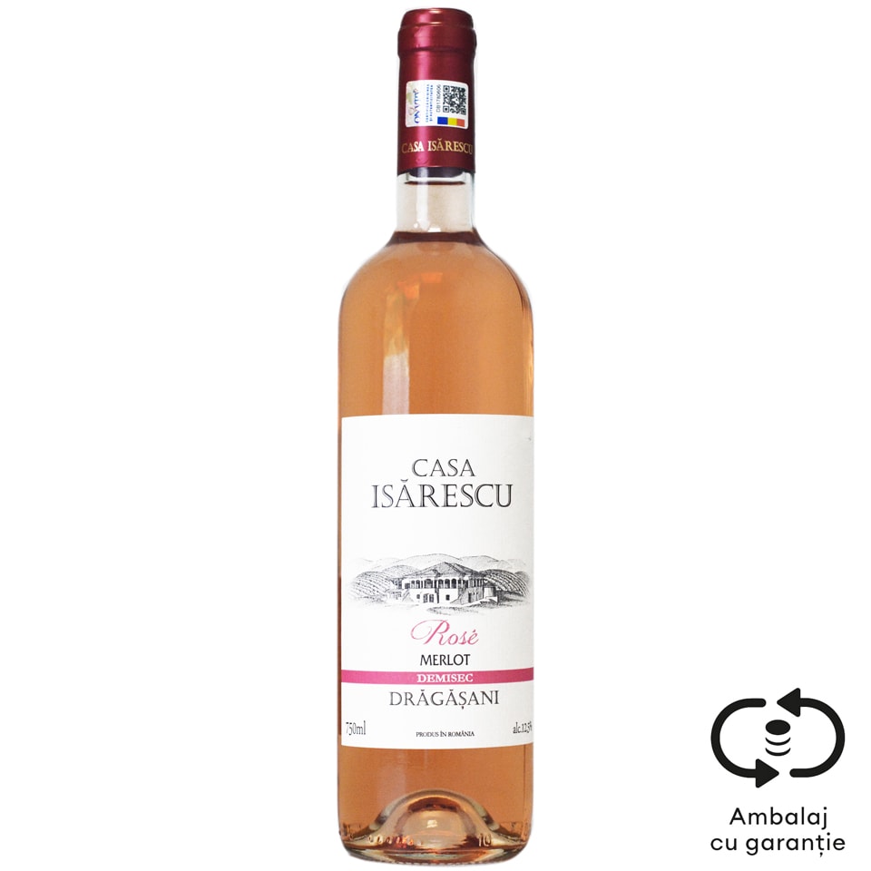 Vin roze demisec Merlot 0.75L