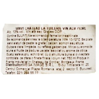 Chateau de la Tuilerie | Vin alb sec 0.75L