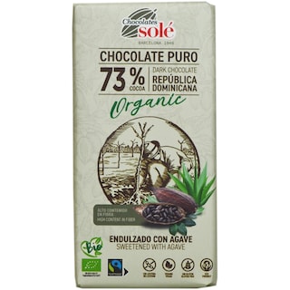 Chocolates Sole | Ciocolata neagra bio 73% cacao cu sirop de Agave 100g