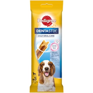 Pedigree | DentaStix | Hrana complementara pentru caini, 10-25 kg, 3 batoane, 77g