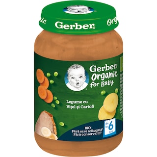 Gerber | Piure bio legume cu vitel si cartofi 190g