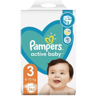 Pampers | Active Baby | Scutece bebelusi Marimea 3, 6-10 kg, 152 buc