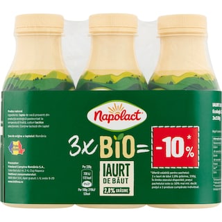 Napolact Bio | Iaurt de baut 2.8% grasime 3x330g