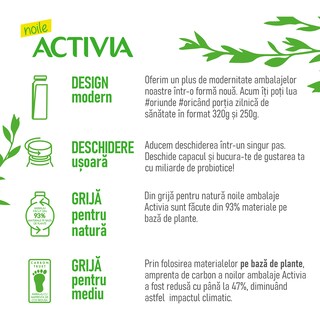 Activia | Iaurt de baut cu Bifidus ActiRegularis, 0.9% grasime 320g