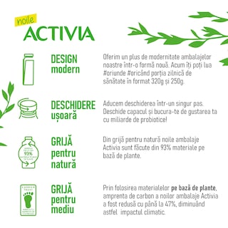 Activia | Iaurt de baut cu Bifidus ActiRegularis, 0.9% grasime 320g