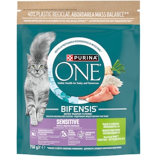 Purina One | Hrana uscata pentru pisici adulte cu digestie sensibila, cu curcan si orez 750g