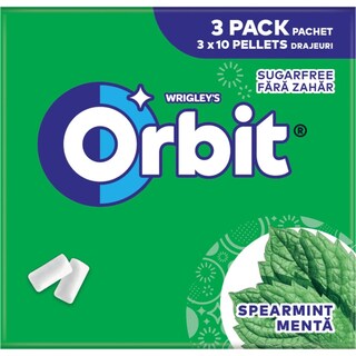 Orbit | Guma de mestecat Spearmint 3 pachete x 10 drajeuri 42g