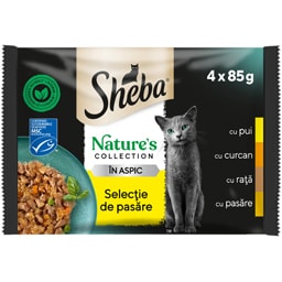 Sheba | Hrana umeda pentru pisici adulte, cu carne de pasare in aspic 4x85g