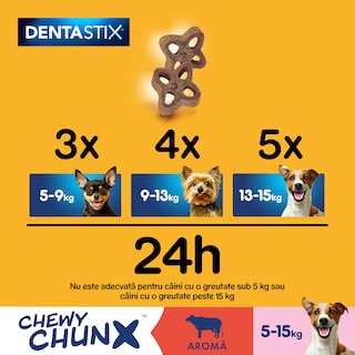 Pedigree | DentaStix | Hrana complementara pentru caini, 5-15kg, 68g
