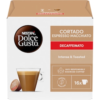 Nescafe | Dolce Gusto | Cafea decofeinizata Cortado Espresso Macchiato, 16 capsule
