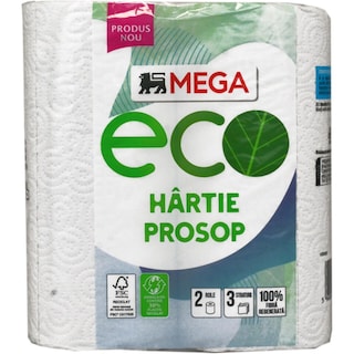 MEGA Eco | Hartie propsop de bucatarie, eco, 2 role, 3 straturi