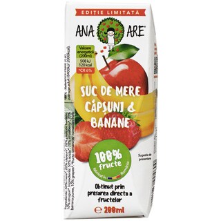 Suc de mere, capsuni si banane  200ml