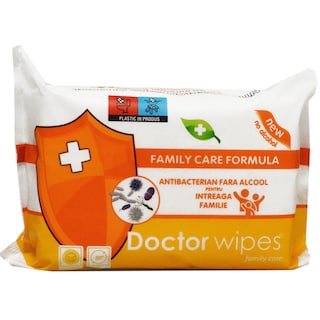 Doctor Wipes | Servetele umede antibacteriene fara alcool, 72 buc.