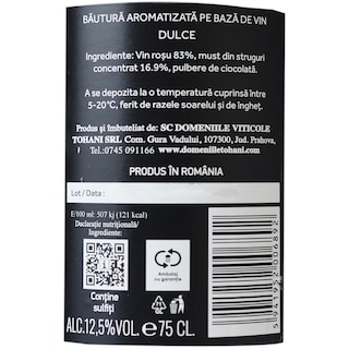 Wine Chocolate | Bautura aromatizata pe baza de vin dulce 0.75L