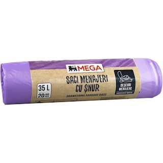 MEGA | Saci menajeri cu snur, 35L, 20 buc.