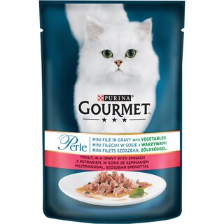 Gourmet | Perle | Hrana umeda pentru pisici, cu pastrav si spanac 85g