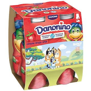 Danonino | Iaurt de baut cu piure de capsuni, 1.6% grasime 4x100g