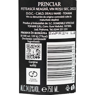 Tohani | Princiar | Vin rosu sec Feteasca Neagra 0.75L