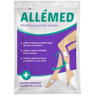 Allemed | Plasturi hidrogel pentru picioare obosite, 2 bucati