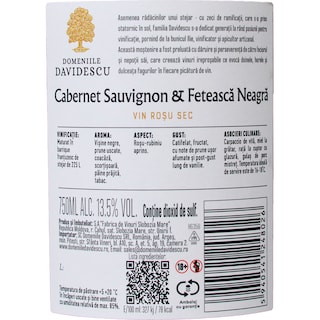 Domeniile Davidescu | Vin rosu sec Cabernet Sauvignon, Feteasca Neagra 0.75L