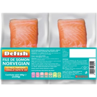 Defish | File de somon norvegian cu piele, congelat 2x200g