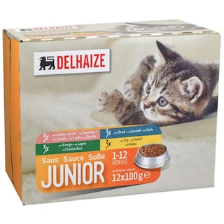 Delhaize | Hrana umeda in sos pentru pisici Junior 12x100g