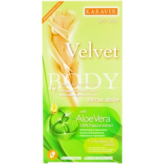 Karaver | Benzi depilatoare pentru corp cu aloe vera 12 bucati+servetele