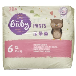 Cute Baby | Scutece chilotel bebelusi Marimea 6, 15+kg, 36 buc