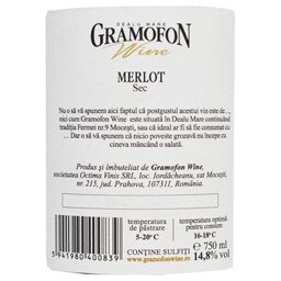 Gramofon | Vin rosu sec Merlot 0.75L
