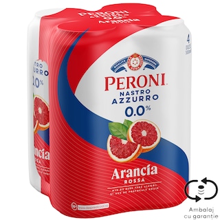 Peroni Nastro Azzurro | Mix de bere fara alcool si suc de portocale rosii 4x0.5L