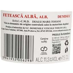 Mosia Tohani | Vin alb Feteasca Alba 0.75L