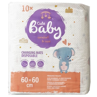 Cute Baby | Aleze absorbante pentru schimbarea scutecelor, 60x60cm, 10 buc.